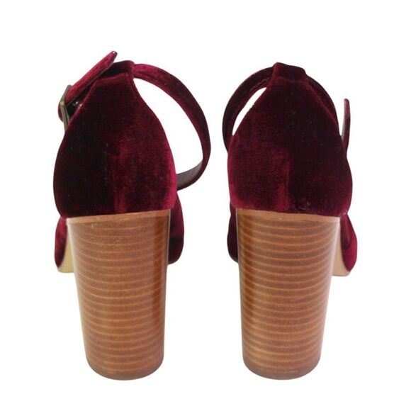 Soludos BURGUNDY DARK RED VELOUR HIGH HEEL ALMOND TOE SLINGBACK SHOES Sz 9/39.5 - Picture 4 of 12